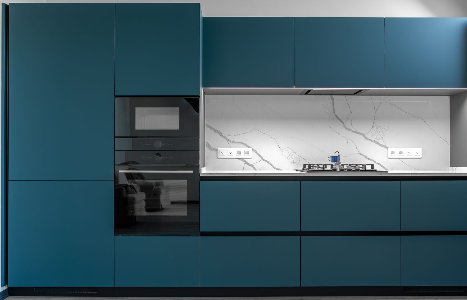 Built-in cabinetry with matte blue finish in Lakewood Ranch, FL