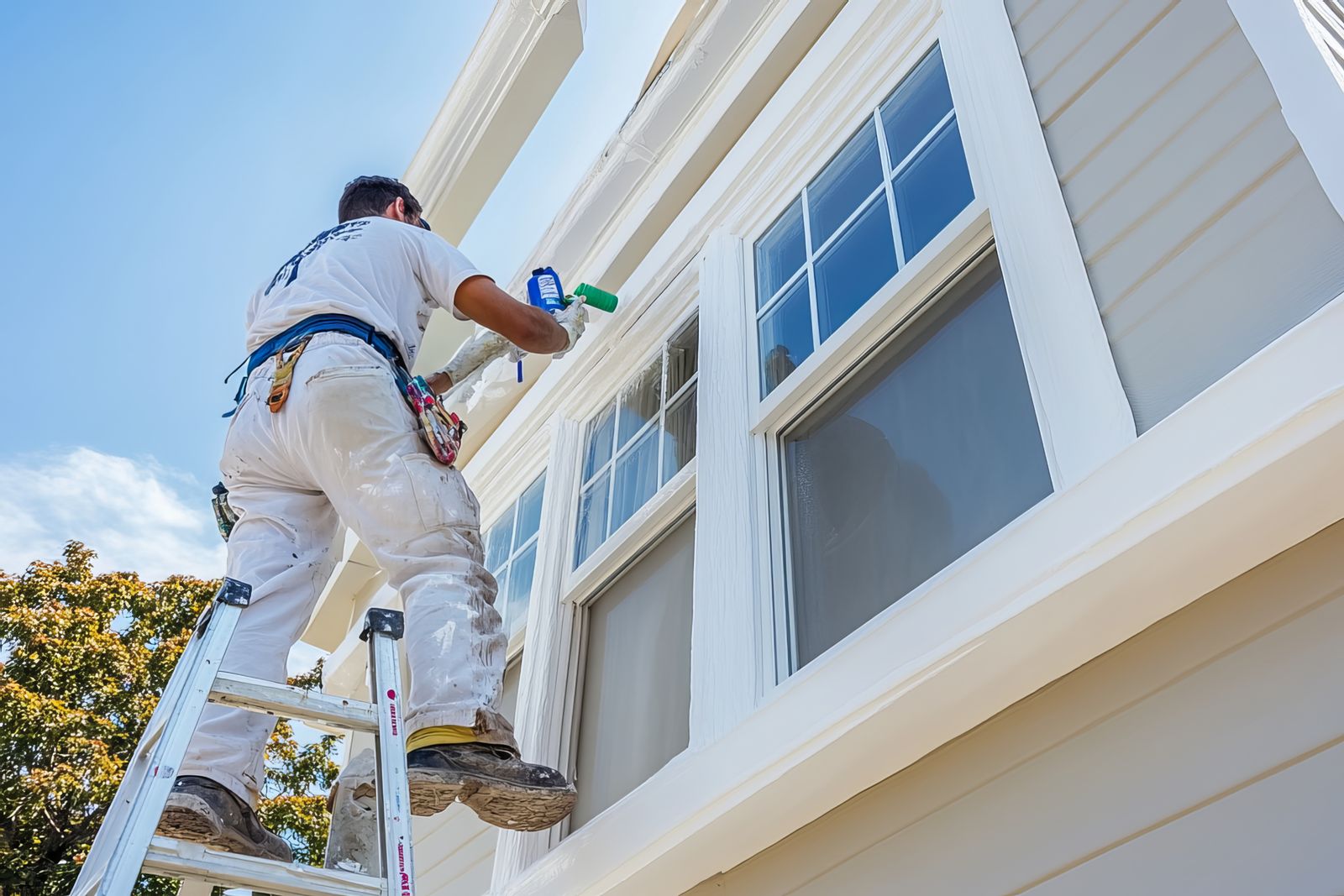 Professional painter applying exterior house paint in Lakewood Ranch, Florida