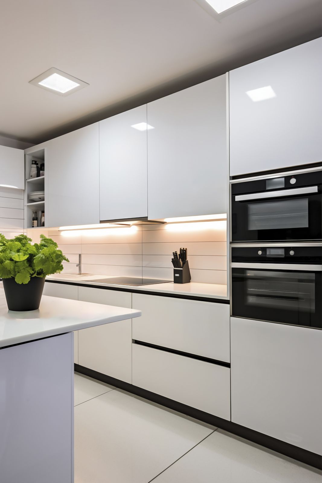 Minimalist kitchen with professionally painted cabinets in Lakewood Ranch